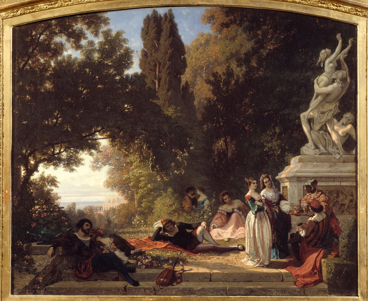 Sommerkveld i Italia. Maleri av Henri Baron (1816-1885) av Henri Baron