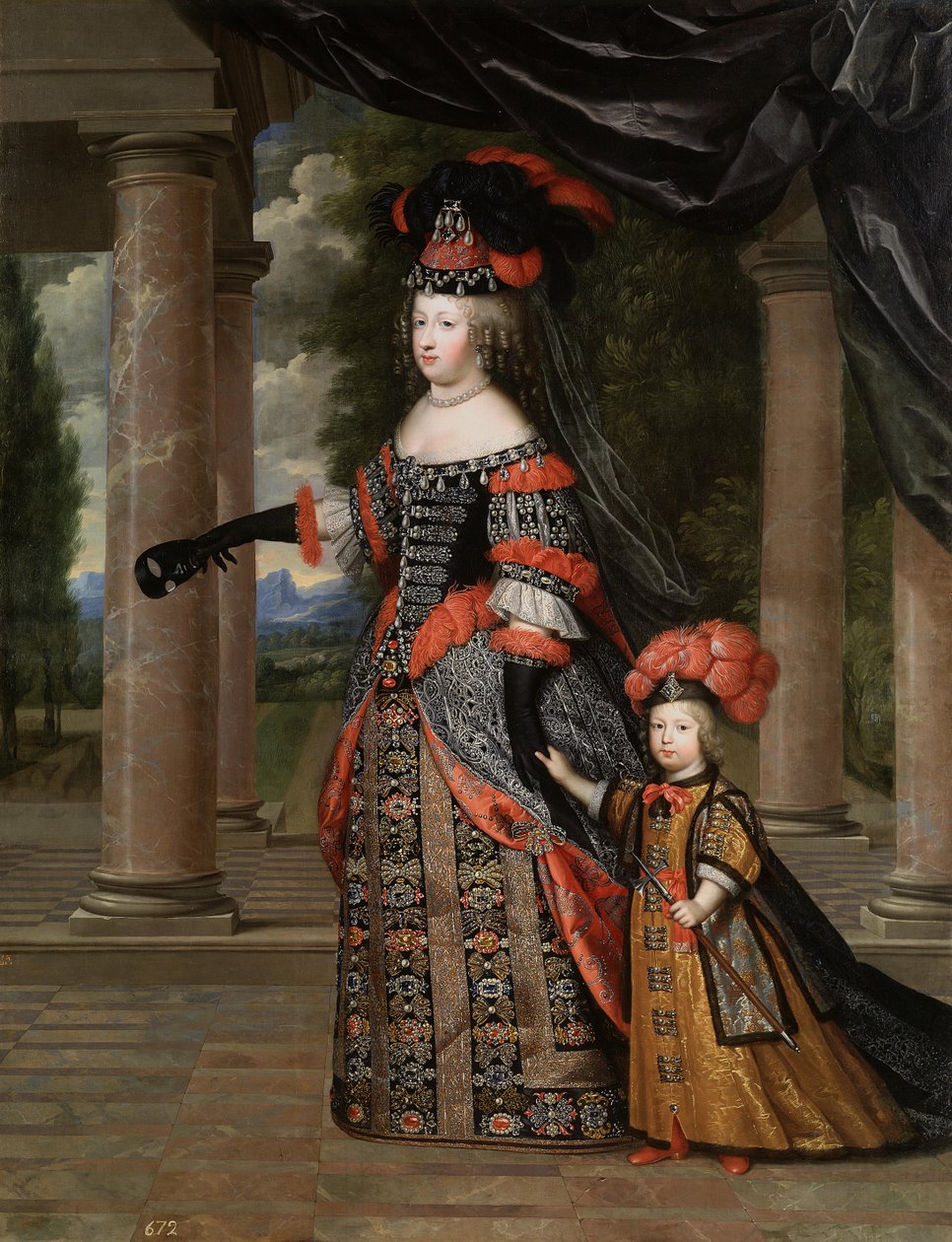 Maria Theresa fra Spania med sønnen hennes, Dauphinen, Louis av Frankrike av Henri Beaubrun