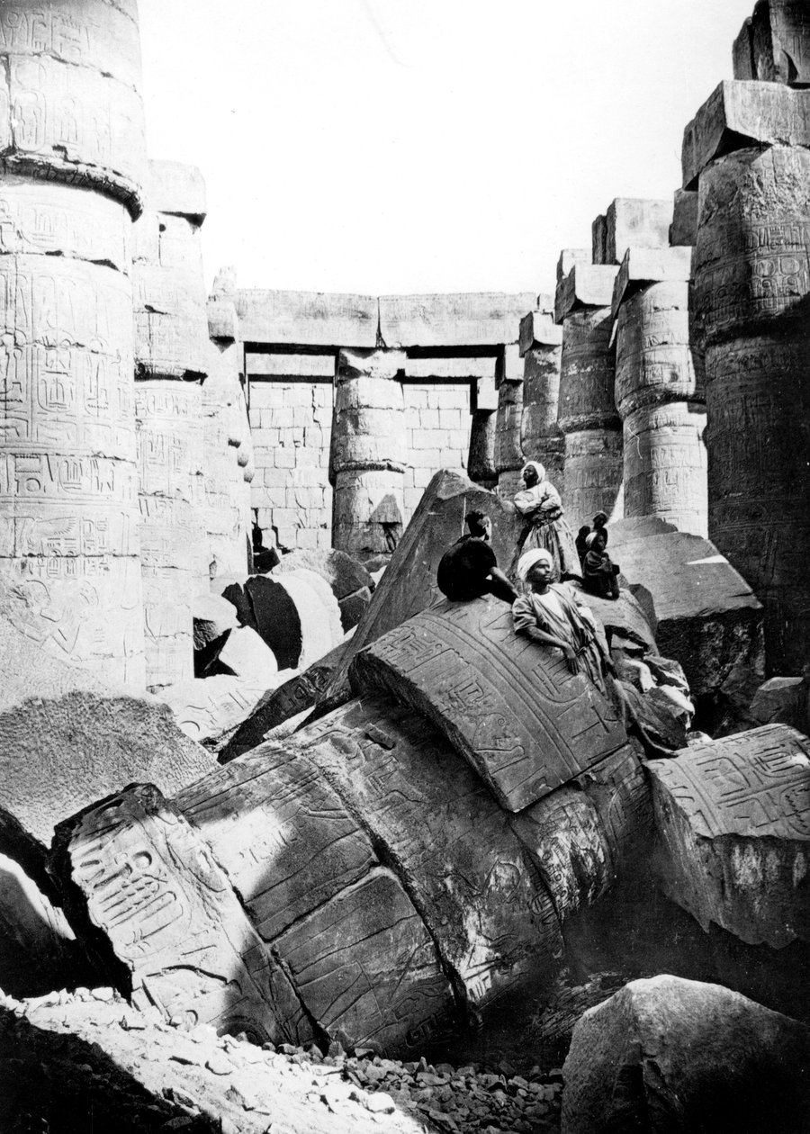 Tempelinteriør, Karnak, Nubia, Egypt, 1887 av Georges Henri Bechard