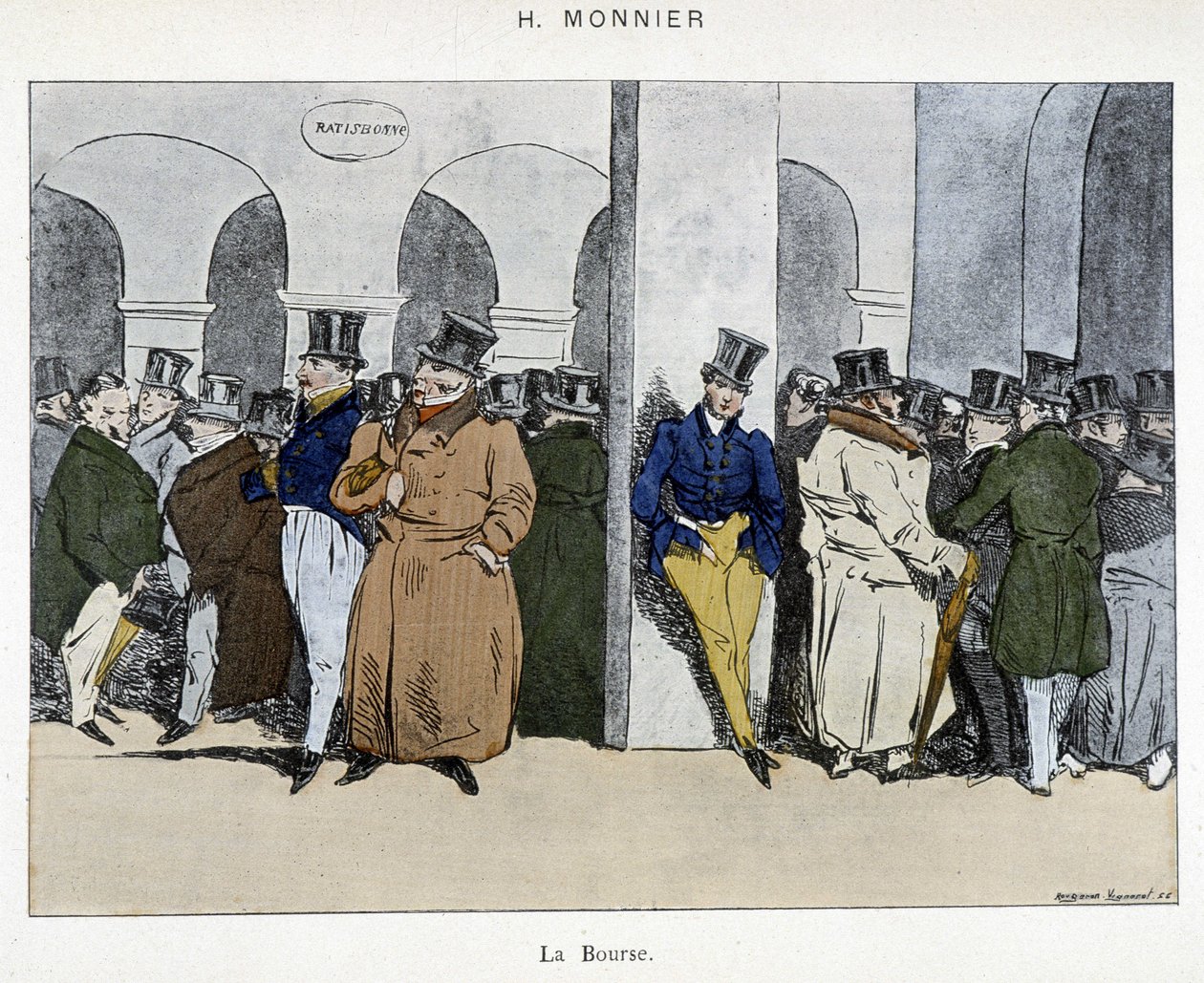 Forretningsmenn fra Paris-børsen - tegning av Henri Monnier, tidlig på 1800-tallet av Henri Bonaventure Monnier