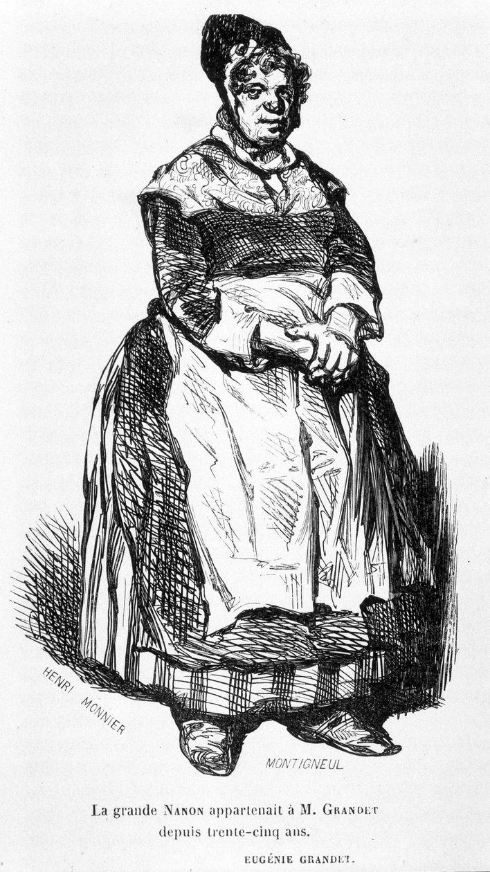 Den store Nanon - i ""Eugénie Grandet"", ill. av Henri Monnier, originalutg. 1843 av Henri Bonaventure Monnier