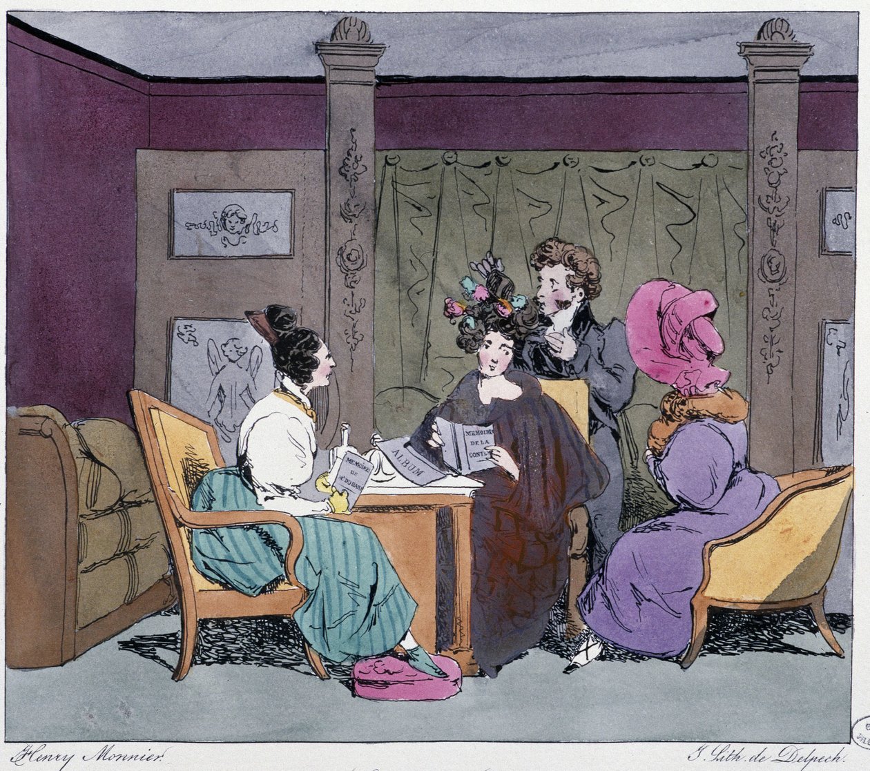 Toalettet (frisøren hjemme) på 1800-tallet - i “” Tidligere og i dag”” av Henri Monnier, red. Delpech, Paris av Henri Bonaventure Monnier