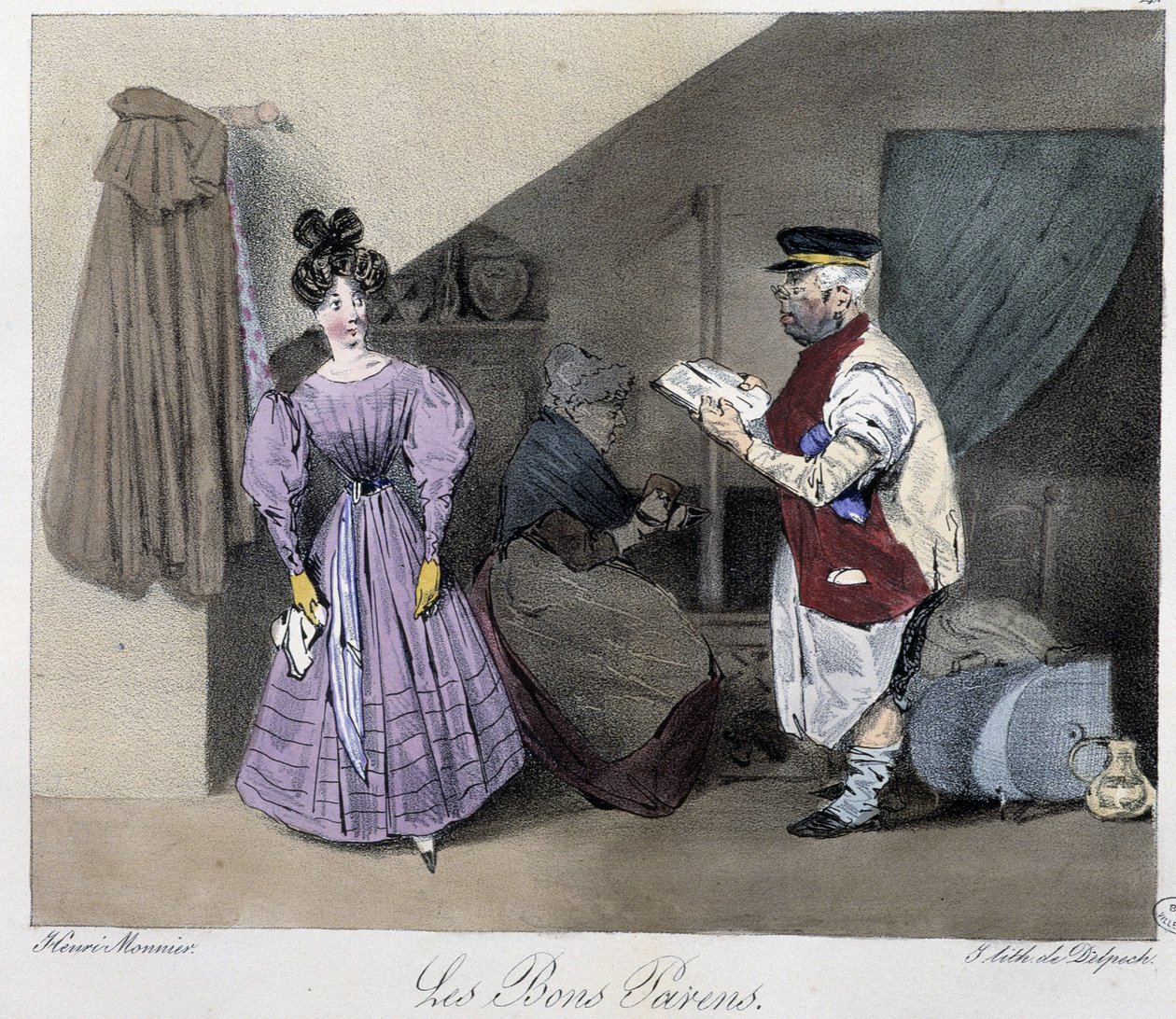 De gode foreldrene - i "" parisiske sketser" av Henri Monnier, red. Delpech, Paris av Henri Bonaventure Monnier