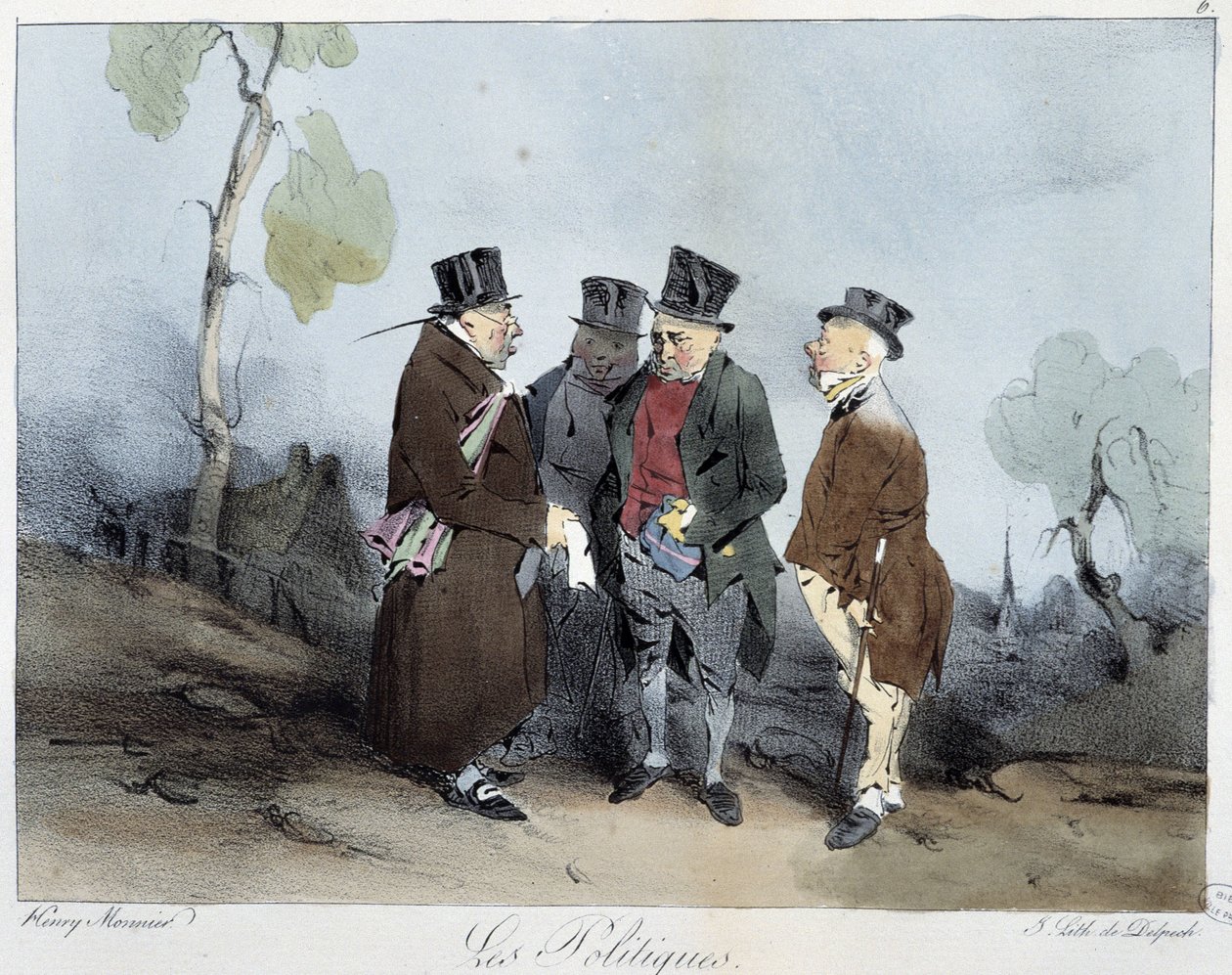 Politikk - i "" Sketches of Paris" av Henri Monnier, red. Delpech, Paris av Henri Bonaventure Monnier
