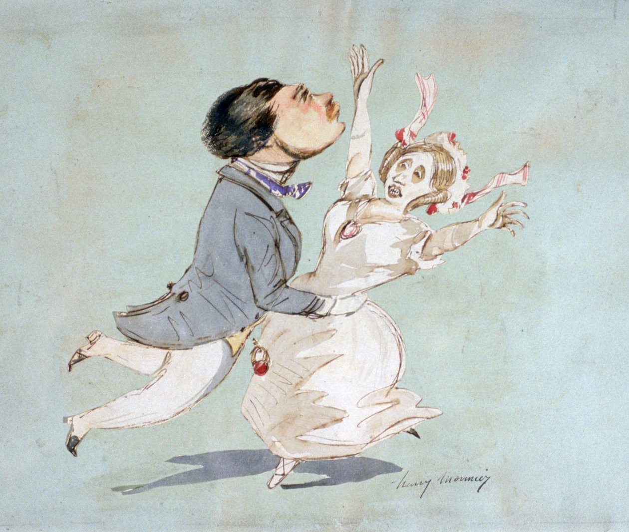«Paret». Akvarell av Henri Monnier (1805–1877), fransk tegneserieskaper. av Henri Bonaventure Monnier