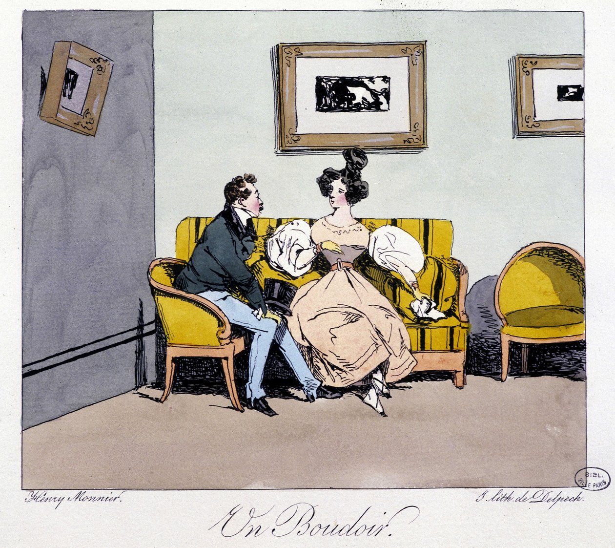 Et boudoir - i "" Tidligere og i dag" av Henri Monnier, red. Delpech, Paris av Henri Bonaventure Monnier