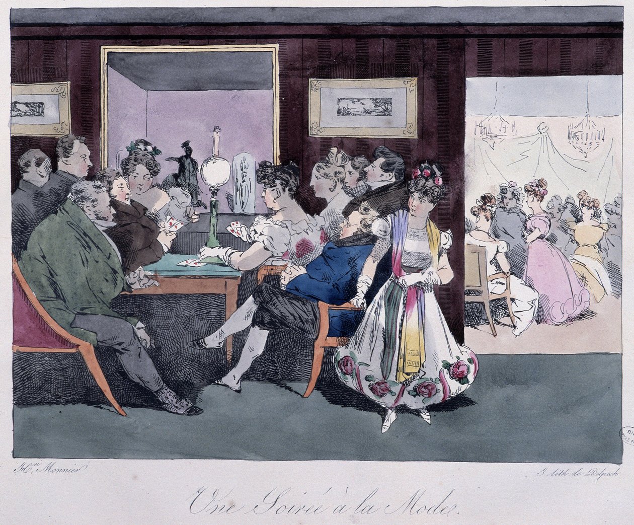 En fasjonabel kveld - i "" parisiske skisser" av Henri Monnier, red. Delpech, Paris av Henri Bonaventure Monnier