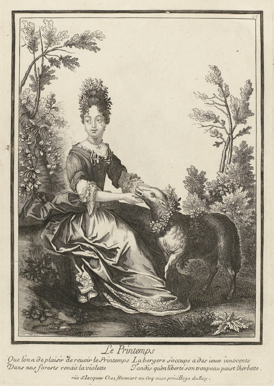 Vår Le Printemps (tittel på objekt) Personifikasjoner av de fire sesongene (serietittel) av Henri Bonnart (possibly)