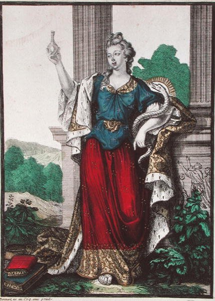 Allegory of Medicine (farget gravering) av Henri Bonnart