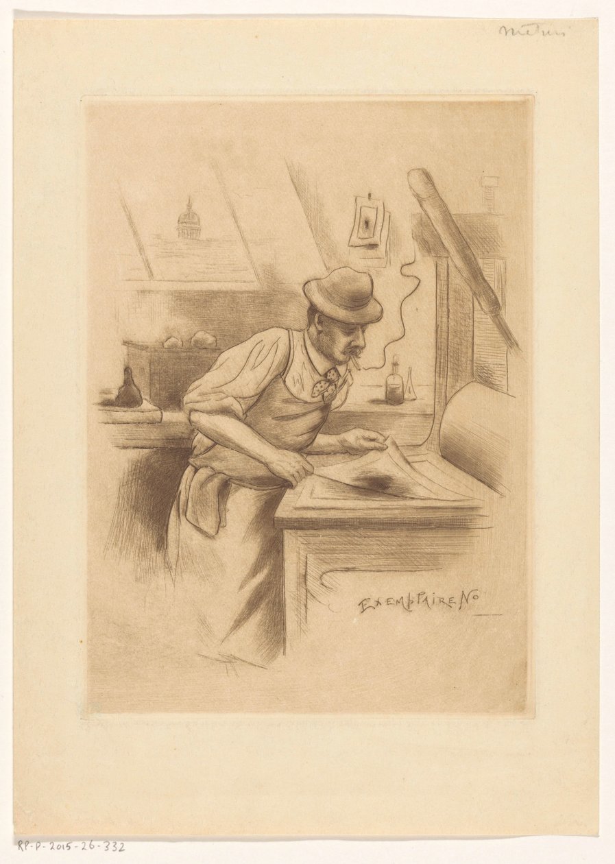 Skriver i studioet hans av Henri Boutet (possibly)