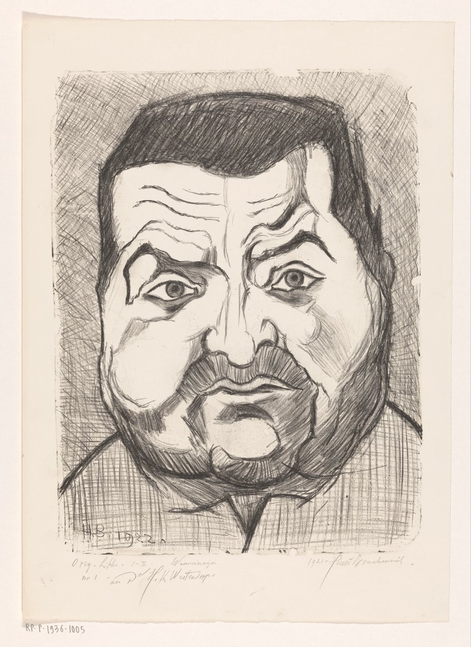 Portrett av en ukjent mann Madmen (original serietittel på objekt) av Henri Braakensiek (signed by artist)