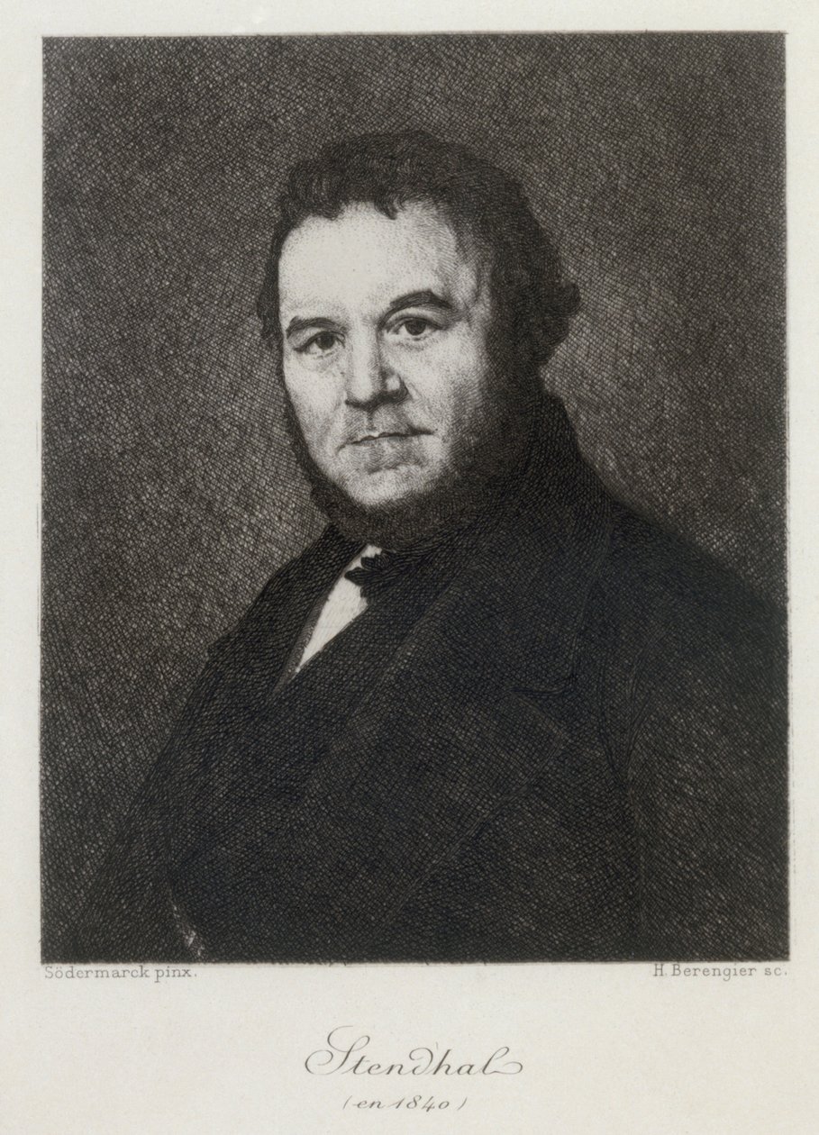 Portrett av Marie-Henri Beyle, dit Stendhal 1783-1842 i 1840. av Henri Bérengier