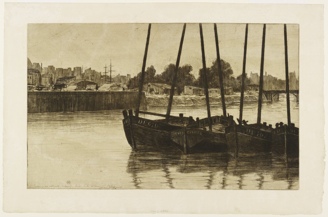 Båter på Radoub, Dieppe av Henri Charles Guérard