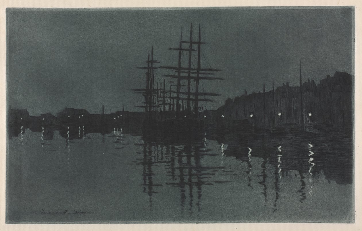 Effekten av månen ved Dieppe av Henri Charles Guérard