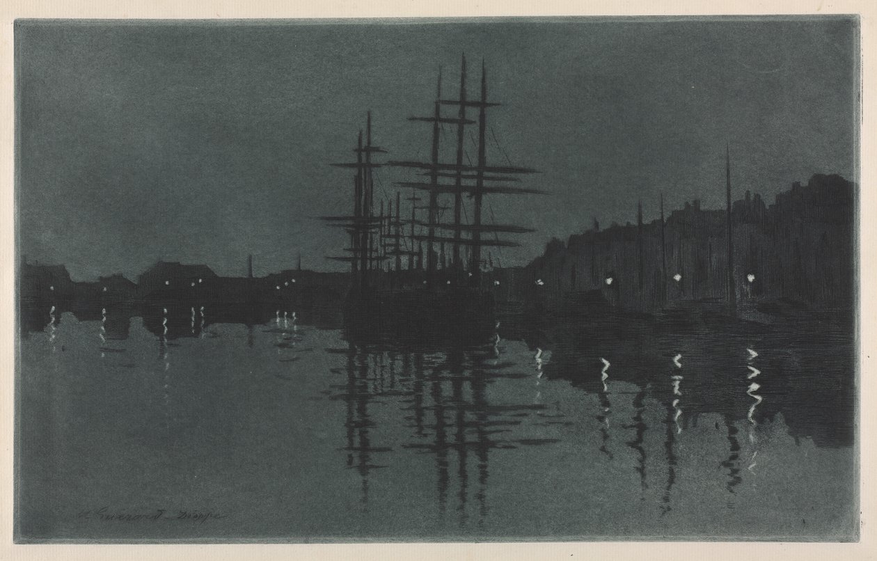 Effekten av månen ved Dieppe, ca. 1885. av Henri Charles Guérard