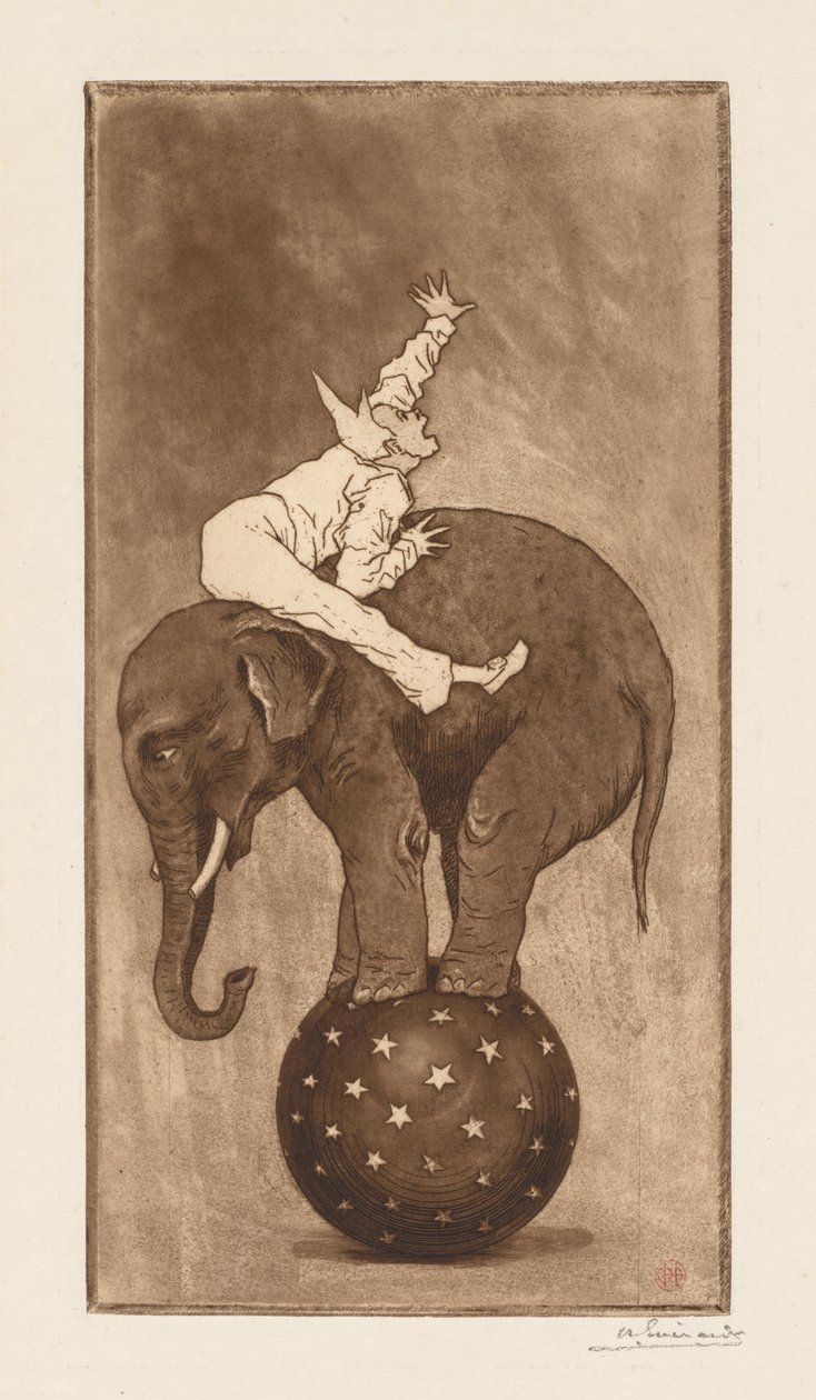 Elephant and Clown LElephant et le Clown, ca. 1889. av Henri Charles Guérard