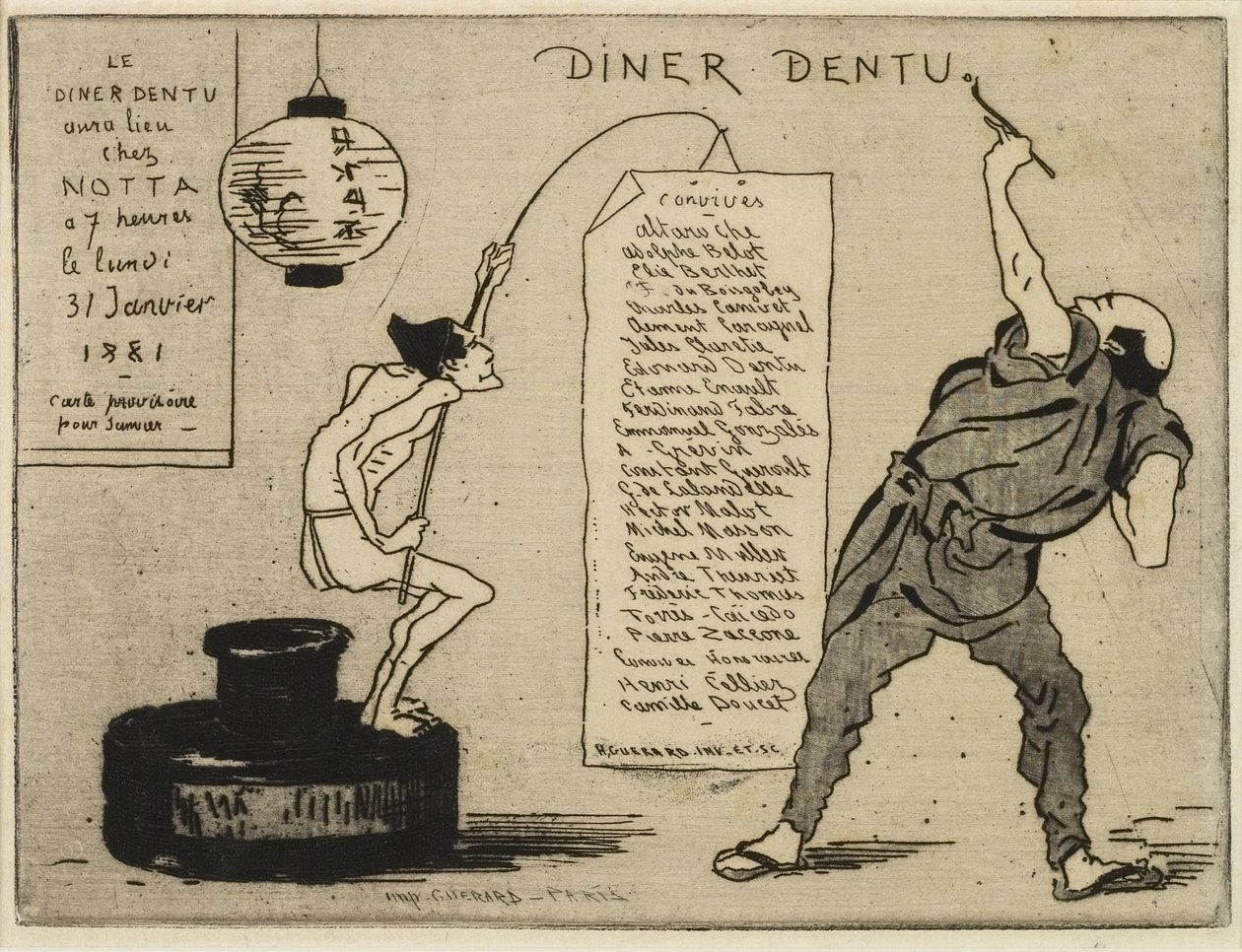 Japansk på et blekkstativ, 1881 (etsing, tørrnål) av Henri Charles Guérard