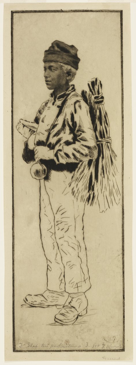 Le ramoneur (Skorsteinsfeieren), ca. 1890 (etsing og tørrnipp) av Henri Charles Guérard
