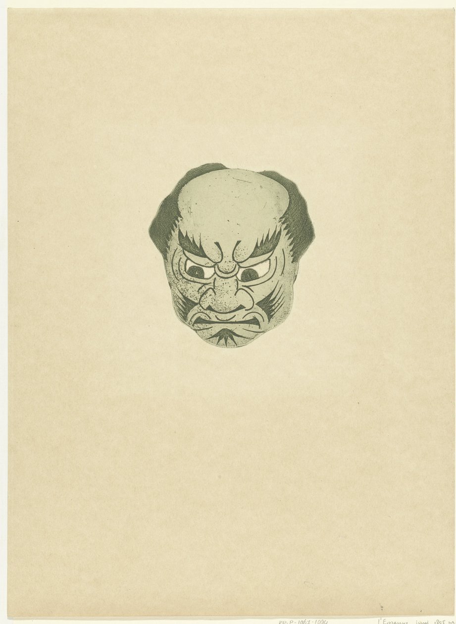 Maske med ansiktet til mannen Masque L'Epreuve (serietittel) av Henri Charles Guérard