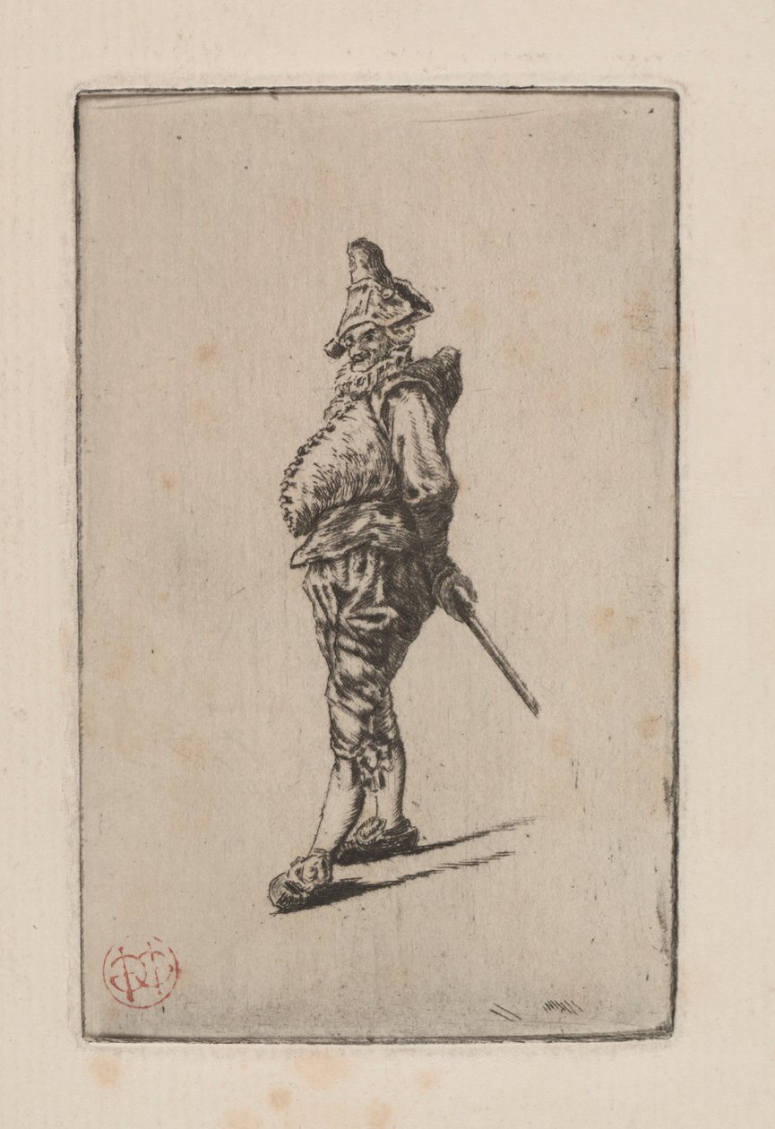 Punchinello, etter Meissonier, 1876. av Henri Charles Guérard