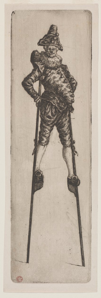 Punchinello på Stilts av Henri Charles Guérard