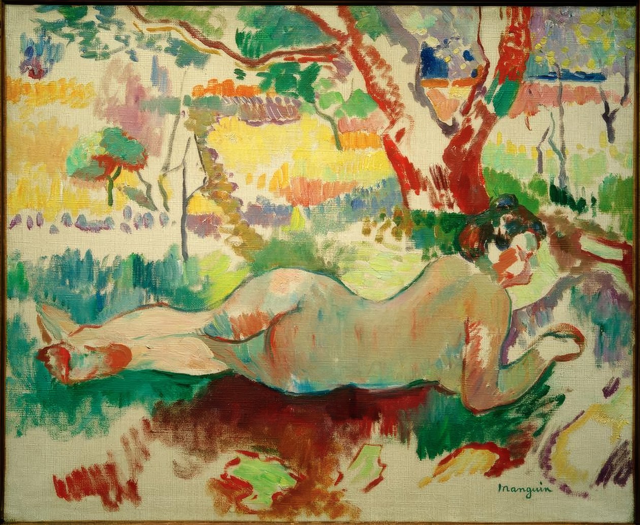 Omvendt studie, Naken under trærne, Villa Demière av Henri Charles Manguin