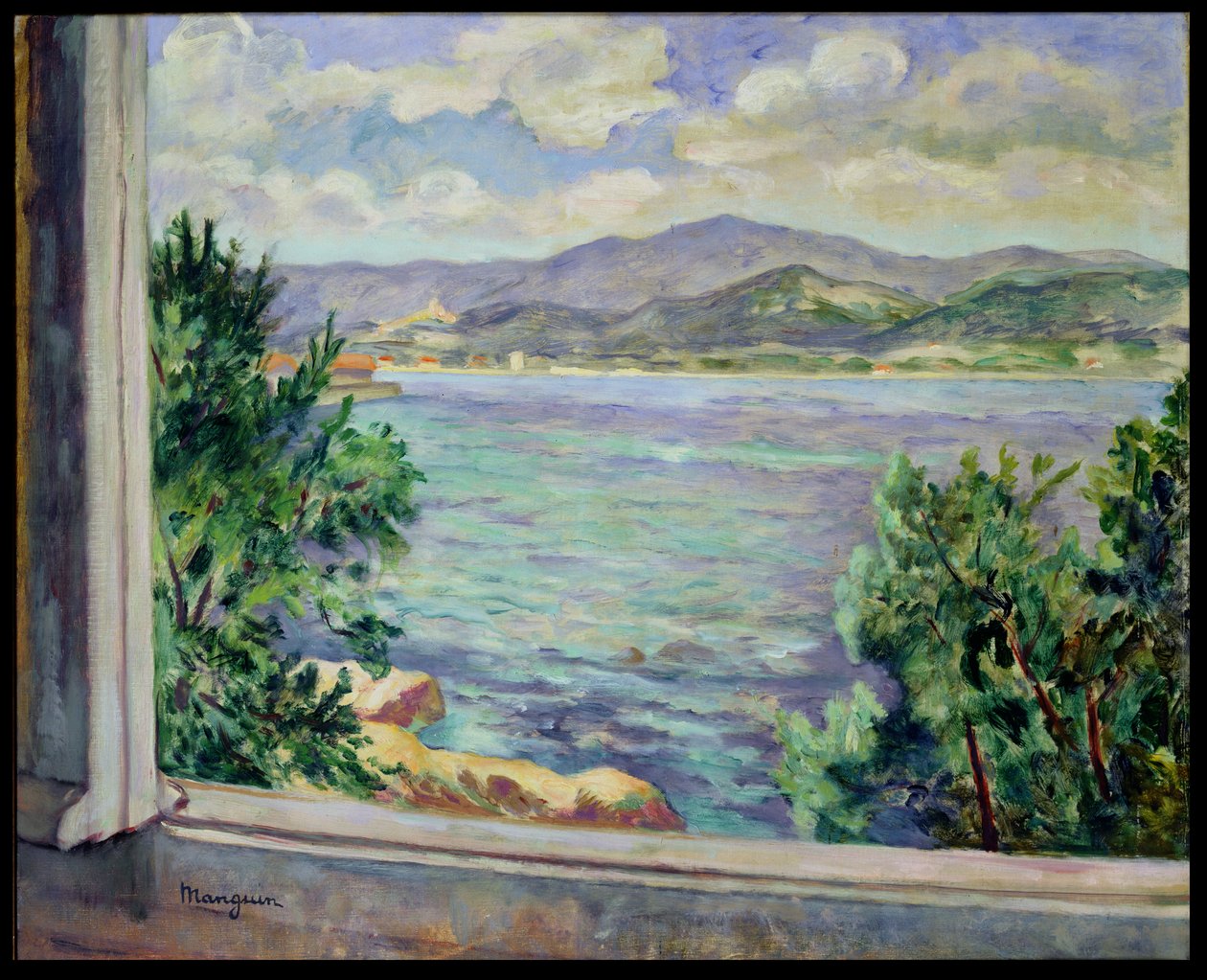 St. Tropez-bukten fra Oustalet av Henri Charles Manguin