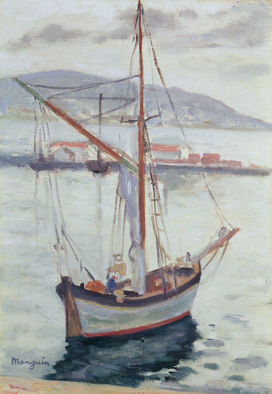 Yachter på Saint Tropez (olje på lerret) av Henri Charles Manguin