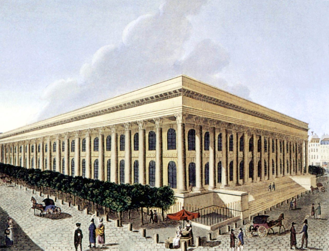 Paris-børsen, tidlig på 1800-tallet (gravering) av Henri Courvoisier Voisin