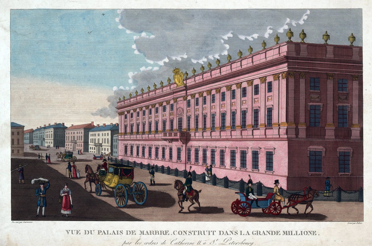 Marmorpalasset i St. Petersburg - Courvoisier-Voisin, Henri (1757-1830) - ca. 1811 - Etsning, akvarell - 32,4x49,3 - Privat samling av Henri Courvoisier Voisin
