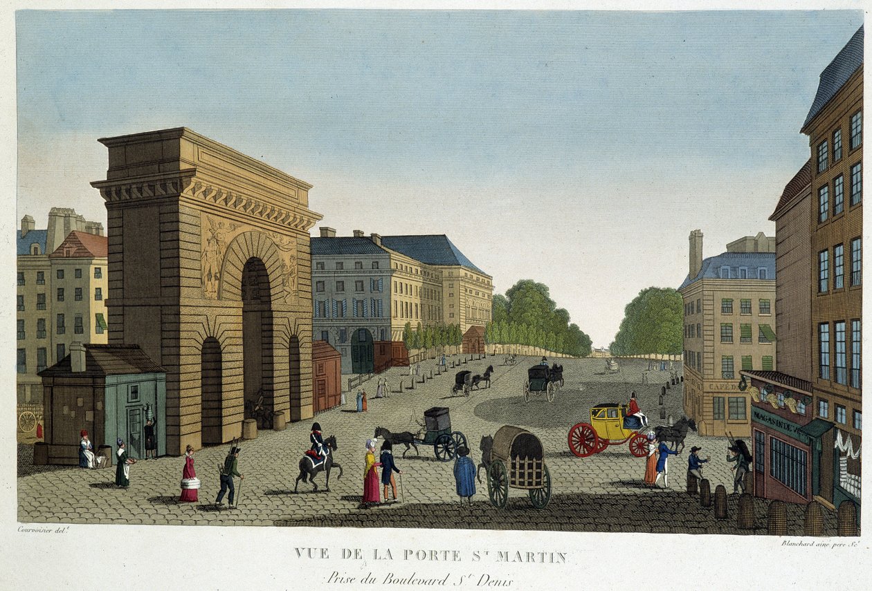 Utsikt over Porte St Martin - i "" Views of Paris"" av Courvoisier av Henri Courvoisier Voisin