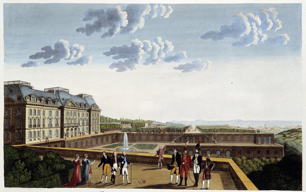 Château de Meudon, rundt 1820 - i ""Views of Paris"" av Courvoisier av Henri Courvoisier Voisin