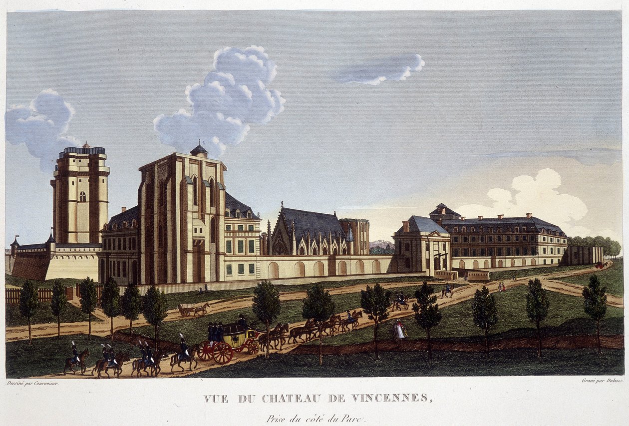 Château de Vincennes, rundt 1820 - i ""Views of Paris"" av Courvoisier av Henri Courvoisier Voisin