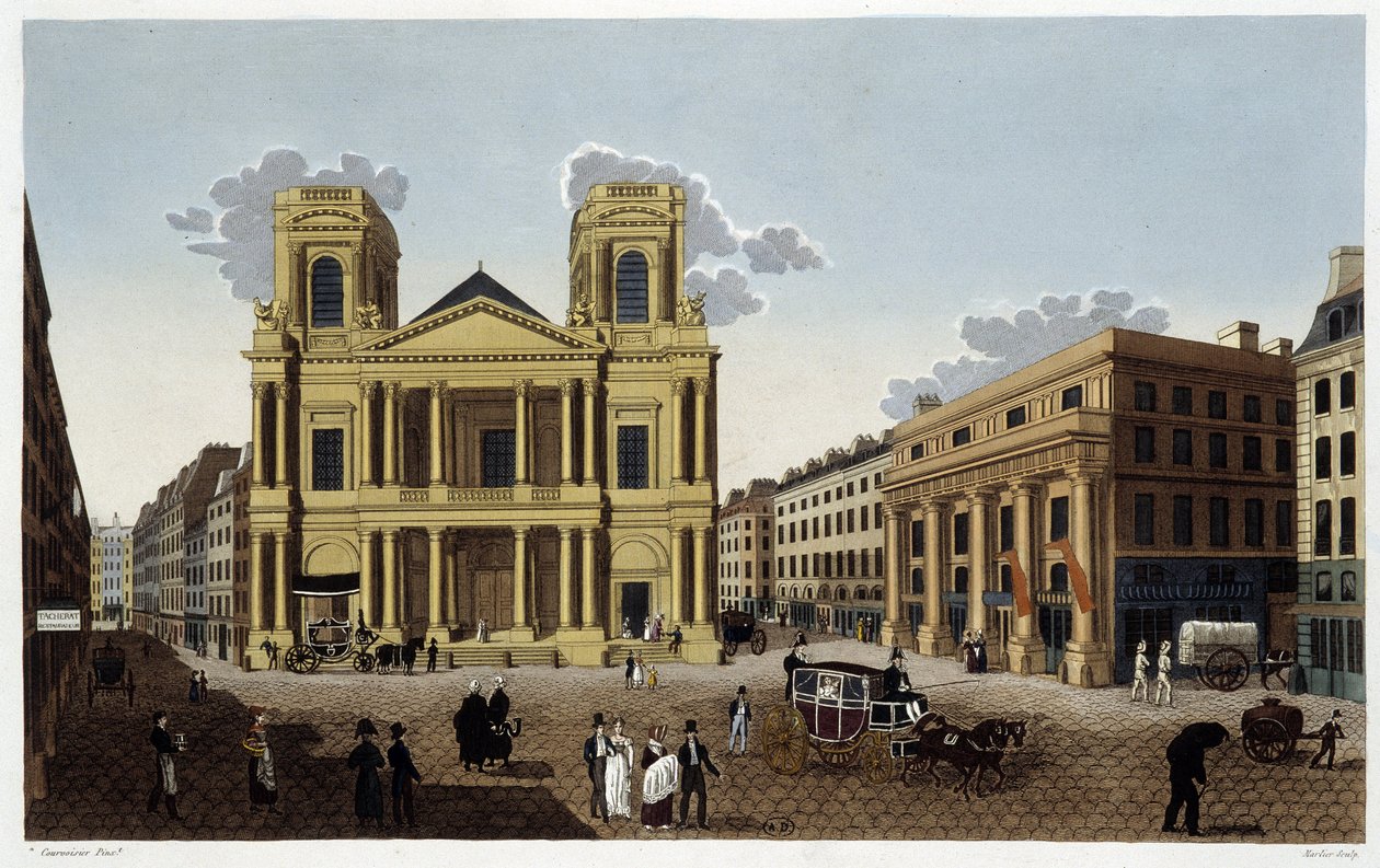 Saint-Eustache-kirken, rundt 1820 - i ""Views of Paris"" av Courvoisier av Henri Courvoisier Voisin