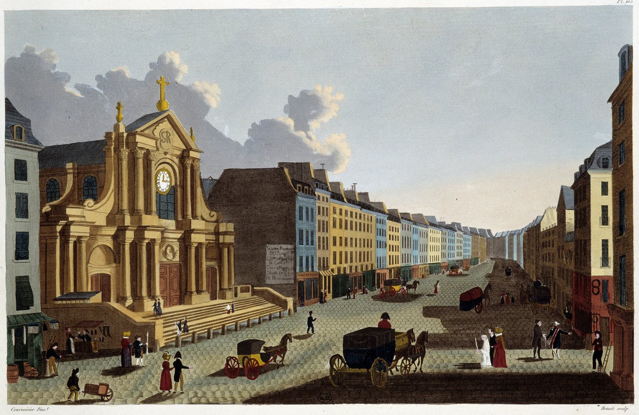 Saint-Roch Church, ca 1820 - i ""Views of Paris"" av Courvoisier av Henri Courvoisier Voisin