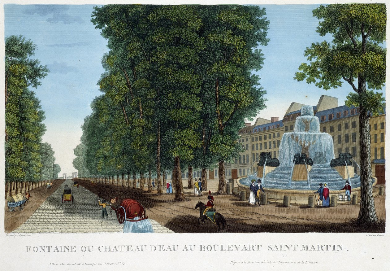 Fontene eller vannslott til Bd St Martin - i "" Vues de Paris"" av Courvoisier av Henri Courvoisier Voisin