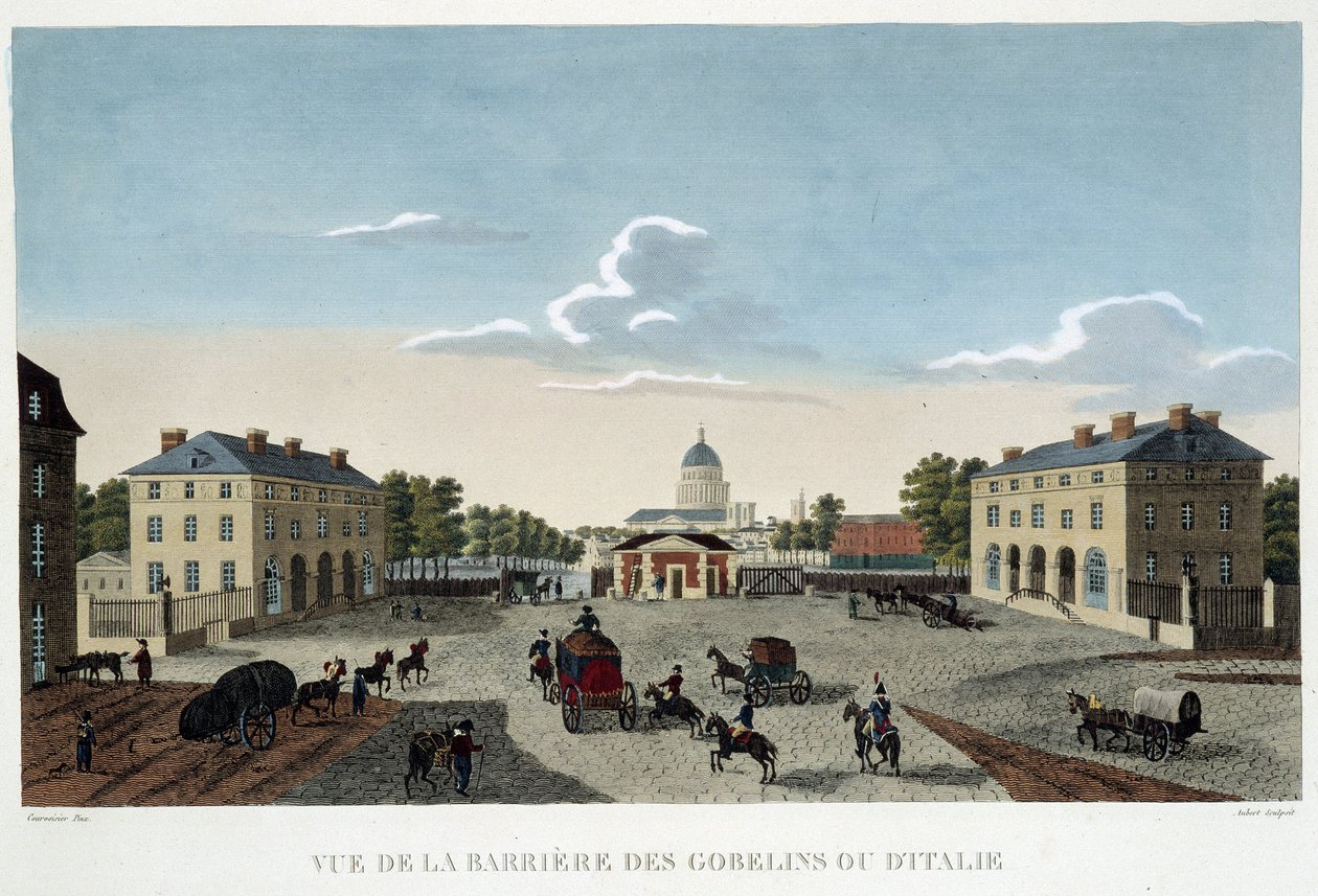 Gobelinene eller den italienske barrieren, rundt 1820 - i ""Views of Paris"" av Courvoisier av Henri Courvoisier Voisin