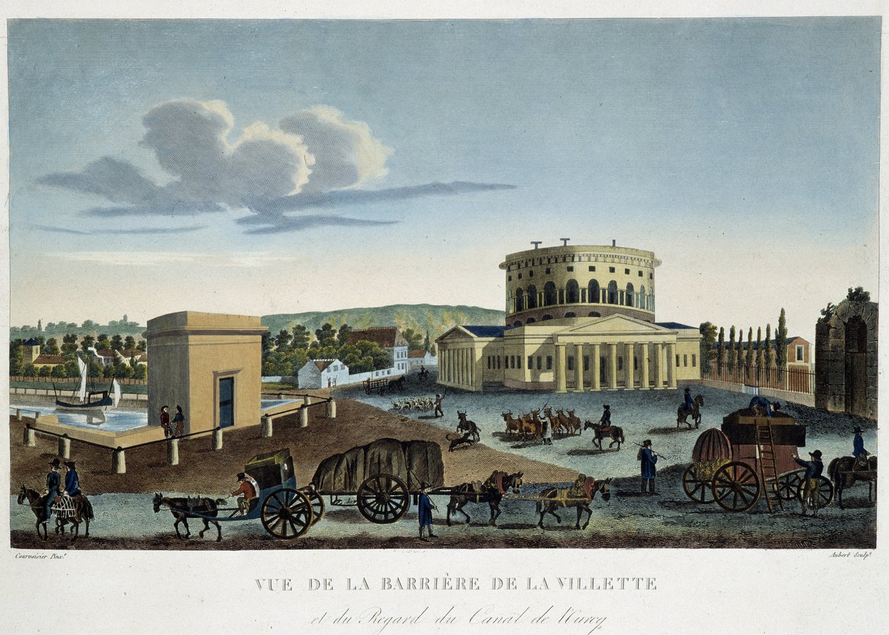 The Barriere de la Villette, rundt 1820 - i "" Views of Paris "" av Courvoisier av Henri Courvoisier Voisin