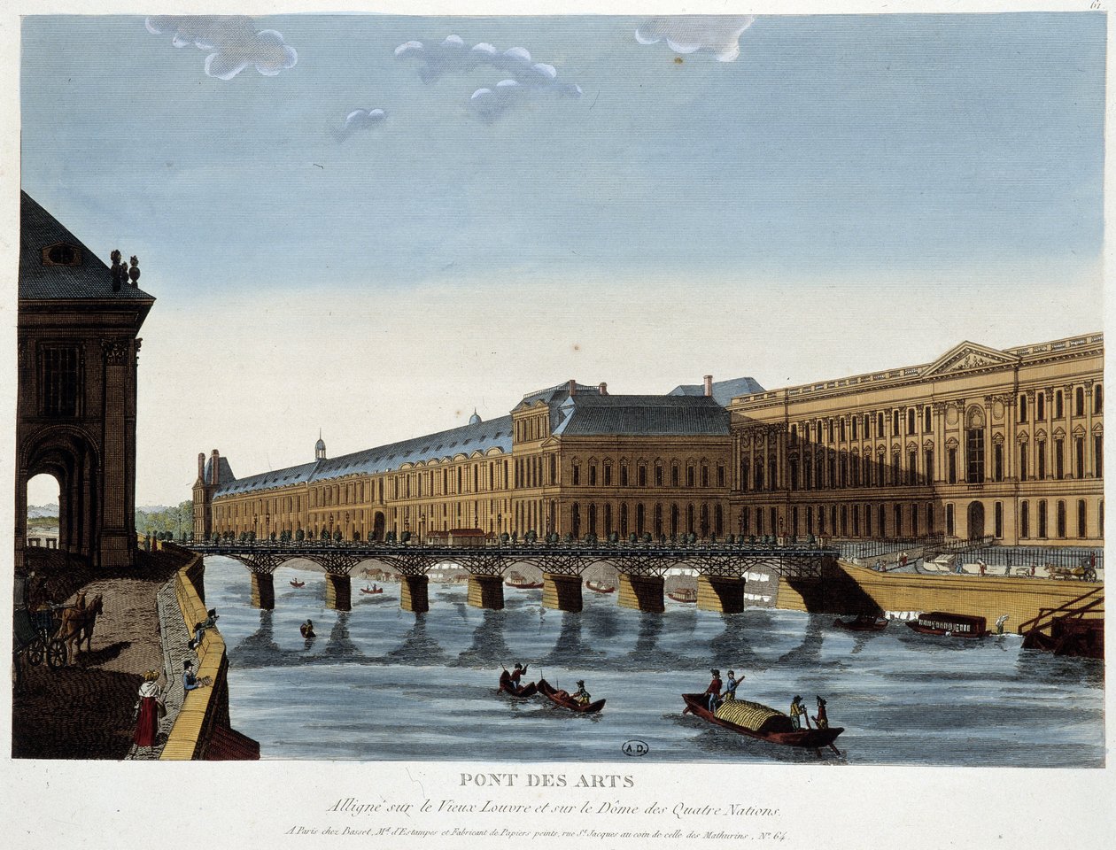 Pont des Arts og det gamle Louvre - i "Paris by Courvoisier"" av Henri Courvoisier Voisin