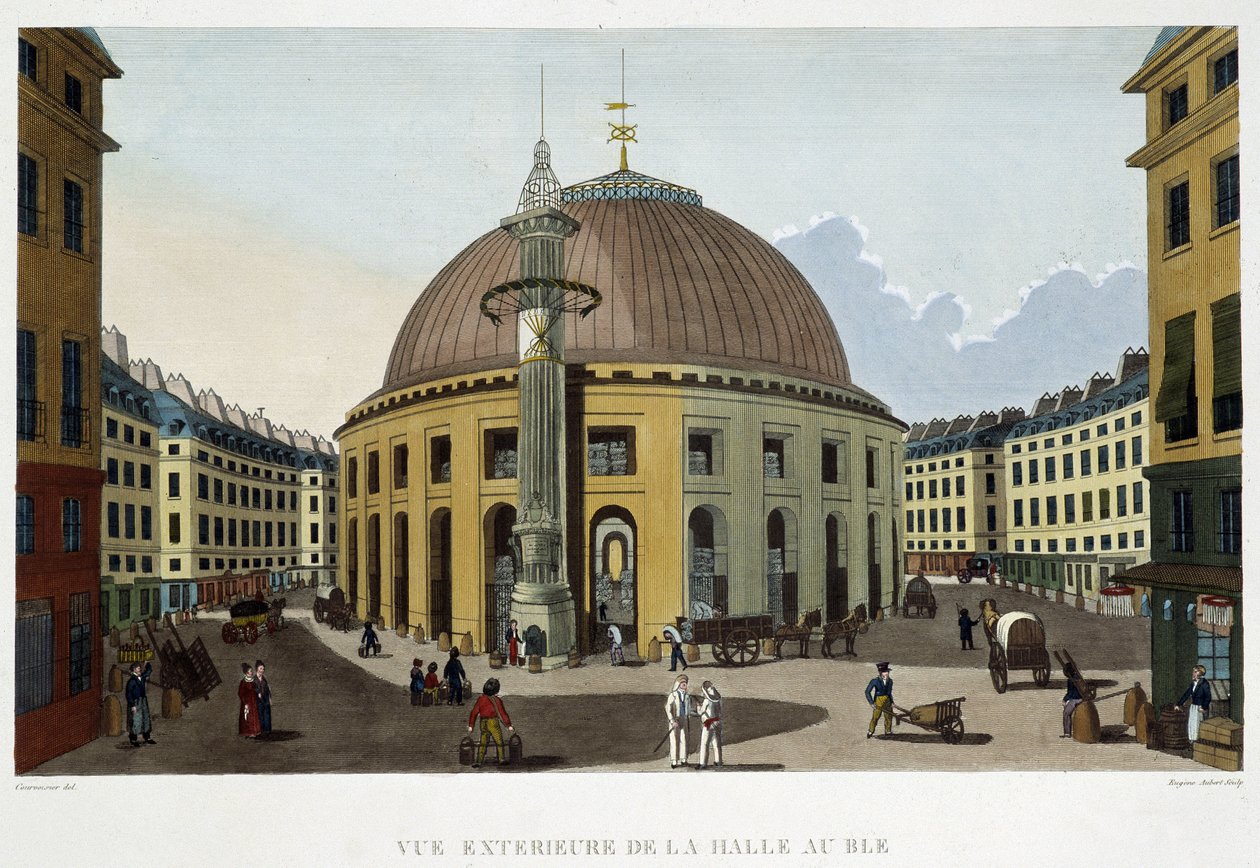Utsiden av Halle au Blé - i "" Views of Paris" av Courvoisier av Henri Courvoisier Voisin