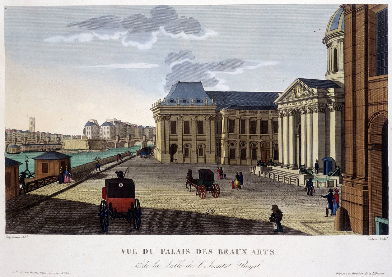 Palace of Fine Arts and Institute, ca 1820 - i ""Views of Paris"" av Courvoisier av Henri Courvoisier Voisin