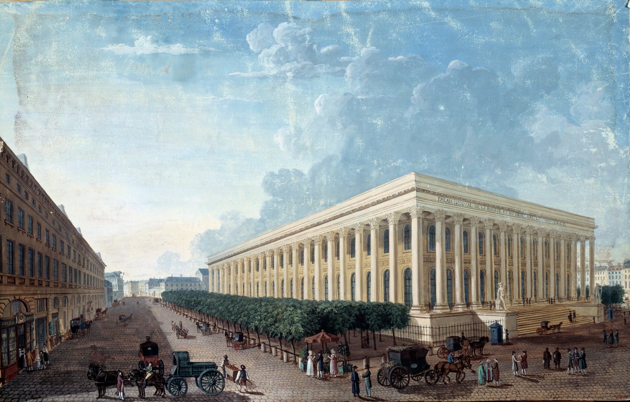 Børsen og Place de la Bourse i Paris. (Maleri, v.1800) av Henri Courvoisier Voisin