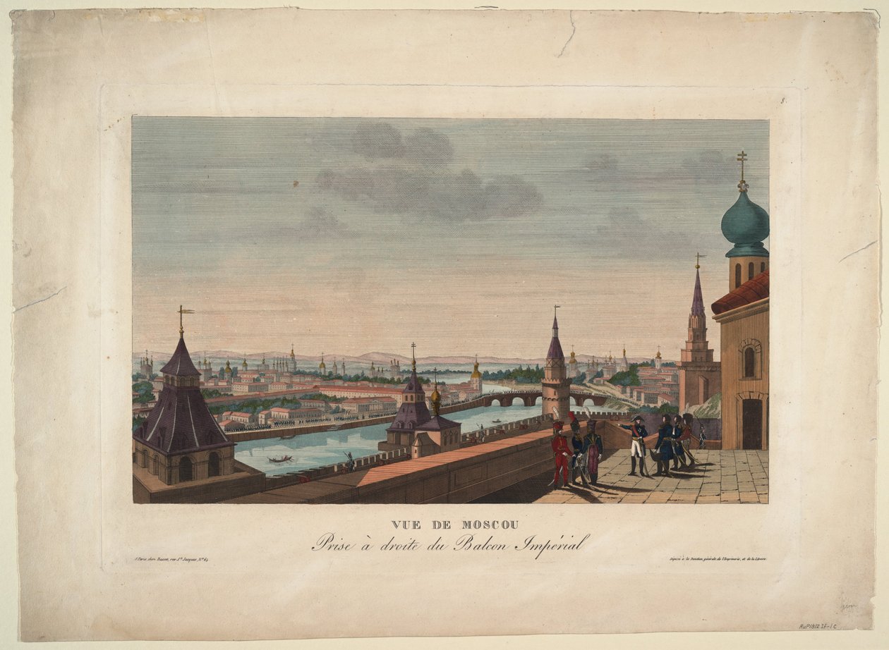 Utsikt over Moskva, tatt fra balkongen til det keiserlige palass, 1812 av Henri Courvoisier Voisin