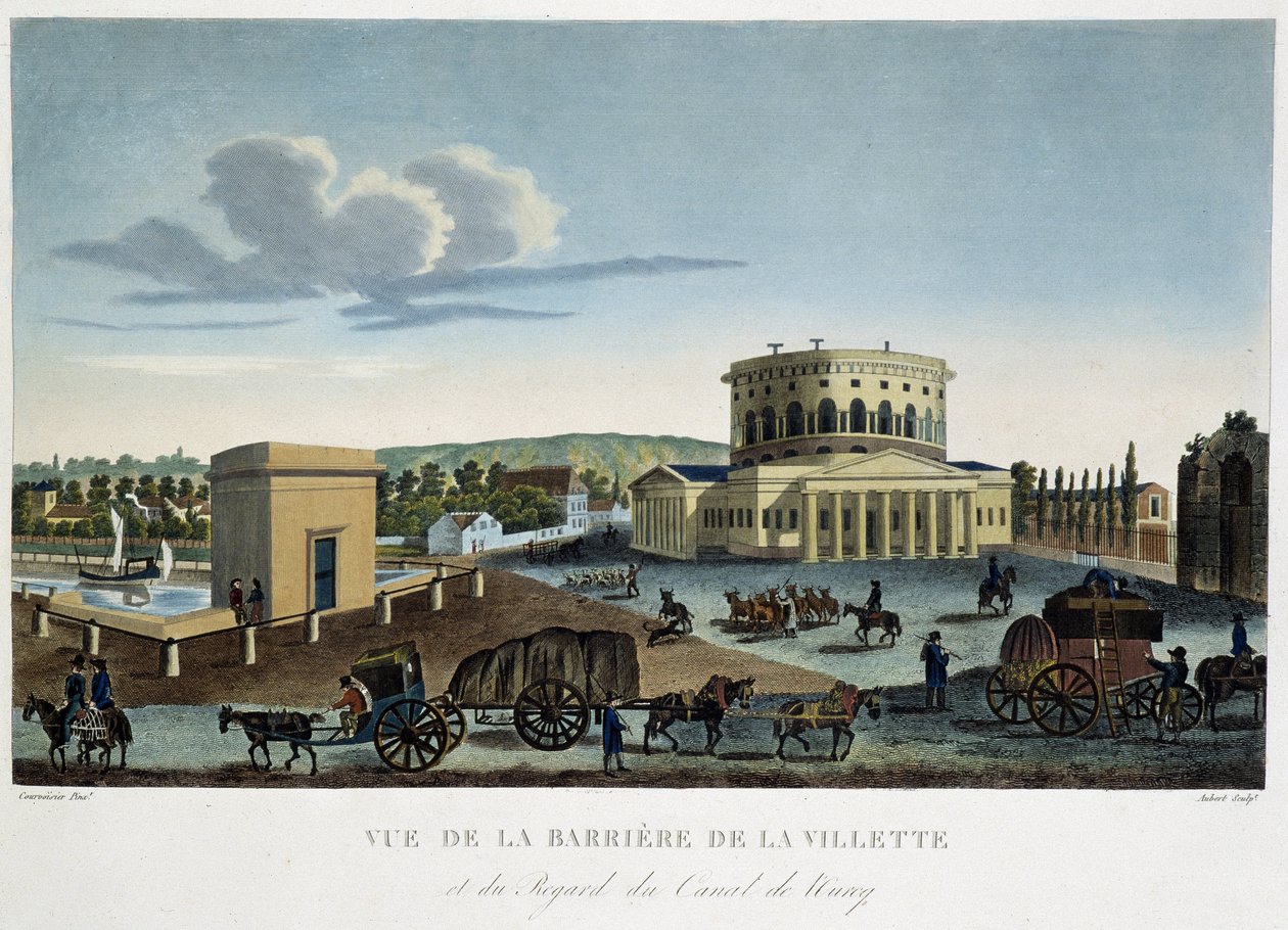 Utsikt over Barrier de la Villette - i "" Utsikt over Paris, ca. 1810: Les Barriers de Paris "" av Courvoisier av Henri Courvoisier Voisin