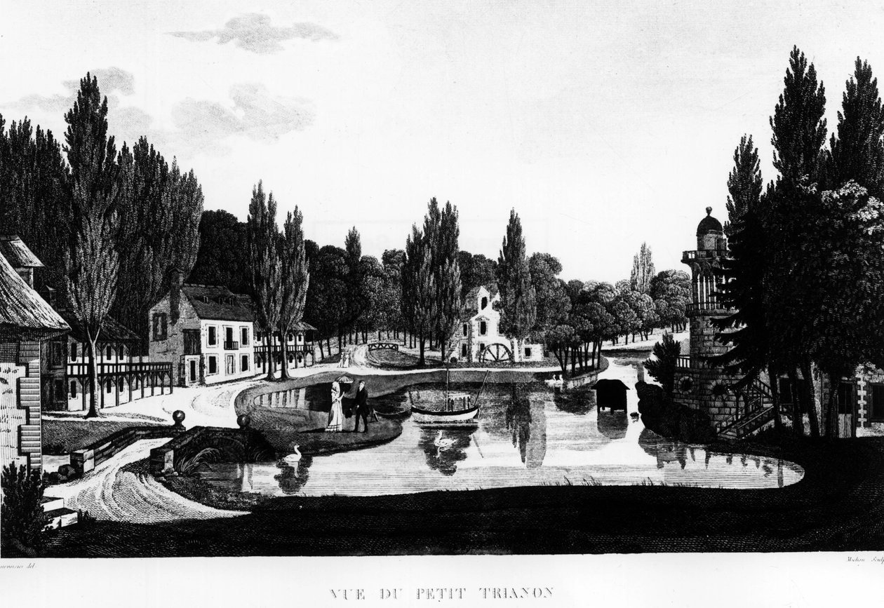 Utsikt over Peer Trianon i Versailles - tegning av Courvoisier av Henri Courvoisier Voisin