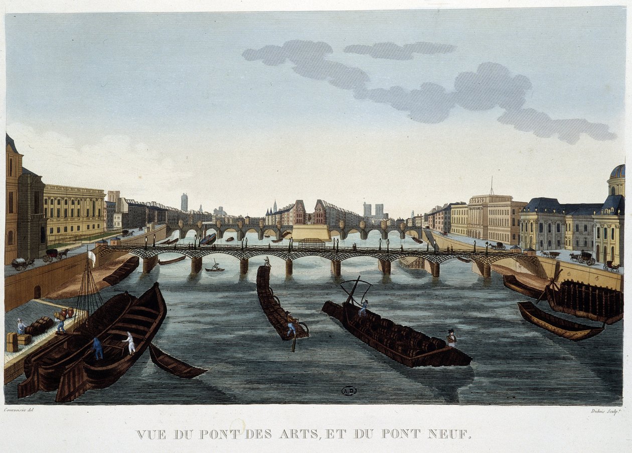Utsikt over Pont des Arts og Pont Neuf - av Courvoisier av Henri Courvoisier Voisin