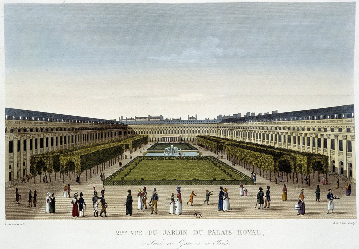 Utsikt over Royal Palace Garden - i "" Views of Paris"" av Courvoisier av Henri Courvoisier Voisin