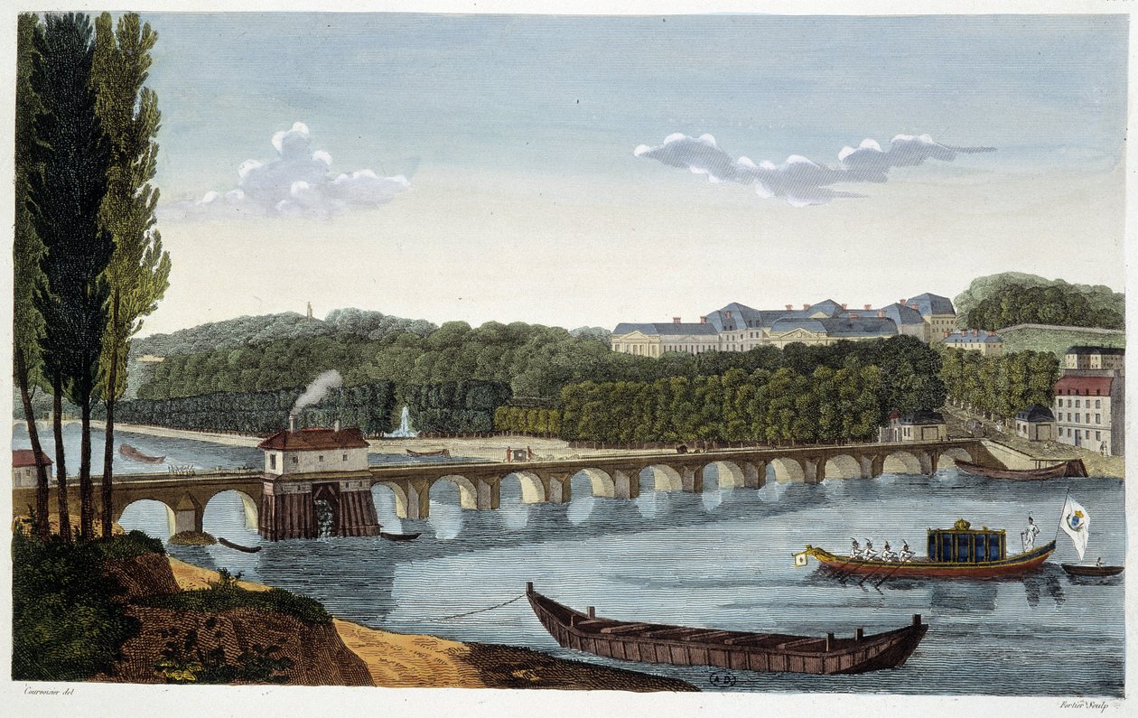 Utsikt over slottet og broen til St Cloud - i "" Vues de Paris"" av Courvoisier av Henri Courvoisier Voisin