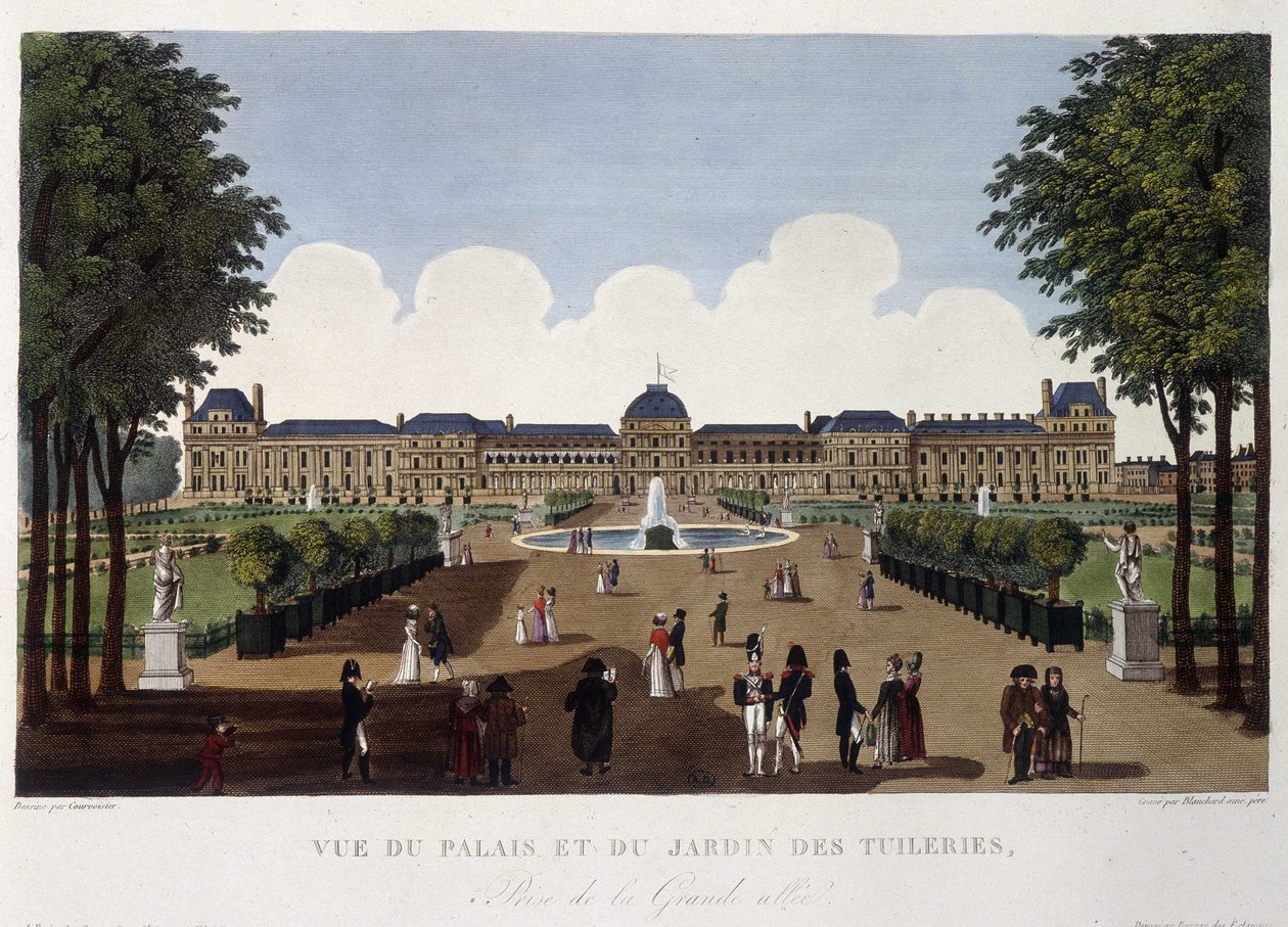 Utsikt over palasset og hagen til Tuileriene - i "" Vues de Paris"" av Courvoisier av Henri Courvoisier Voisin