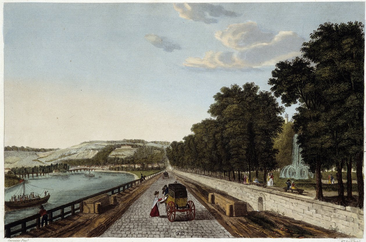 Utsikt over terrassen til Parc St Cloud - i "" Vues de Paris"" av Courvoisier av Henri Courvoisier Voisin